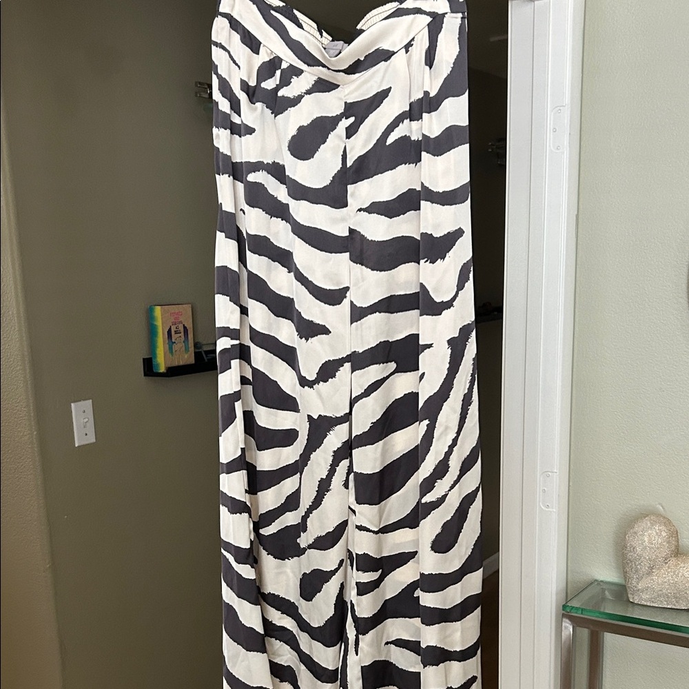 H&M Black and White Zebra Print Wide Leg Pants